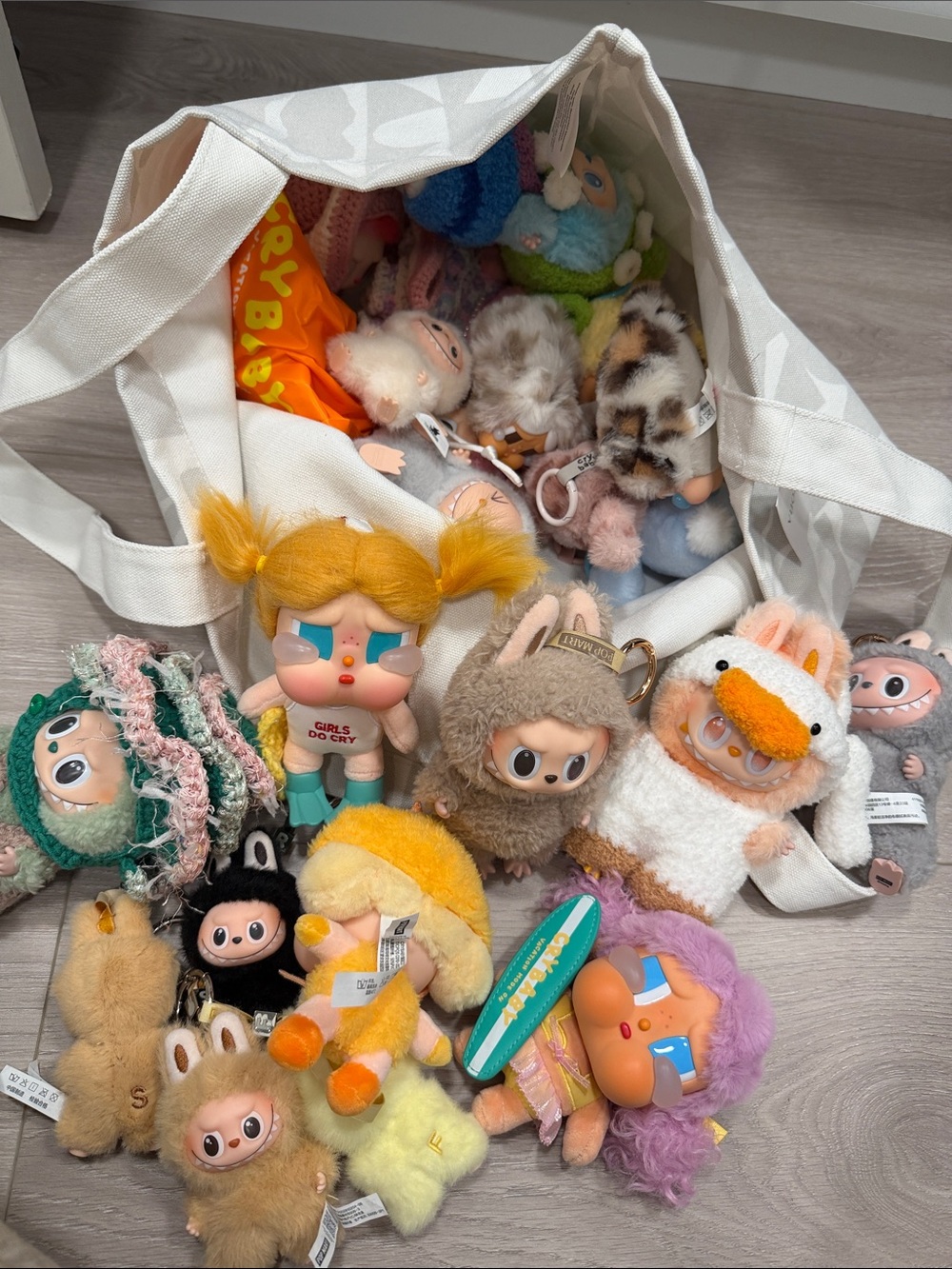 A bag mix of Labubu, Crybaby